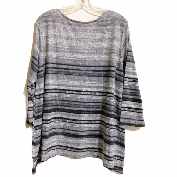 Kim Rogers Curvy 2X Gray Ombre Long Sleeve Stretchy Blouse. - Picture 2 of 5